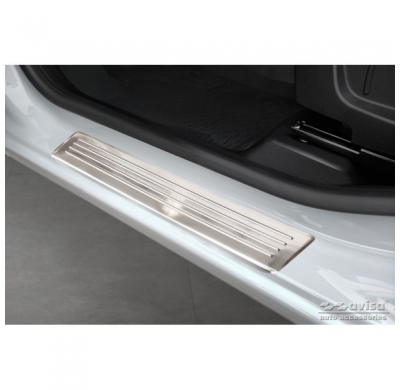 Protectores de umbral de puerta de acero inoxidable valido para Renault Express Furgon 2021- 'Lines' - 2 piezas