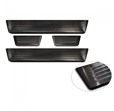 Protectores de umbral de puerta de acero inoxidable negro para Renault Captur II 2020- 'Lines' - 4 piezas