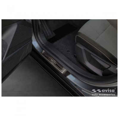 Protectores de umbral de puerta de acero inoxidable negro aptos para Renault Megane E-Tech 2022- - 'Special Edition' - 4 piezas