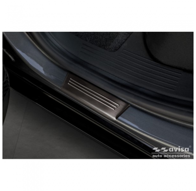 Protectores de umbral de puerta de acero inoxidable negro aptos para Renault Megane E-Tech 2022- - 'Special Edition' - 4 piezas