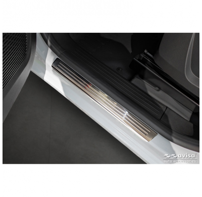 Protectores de umbral de puerta de acero inoxidable para Renault Kangoo III, Nissan Townstar y Mercedes Citan 2021- - 'Lines' -