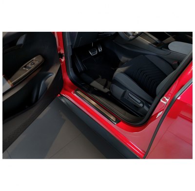 Protectores de umbral de puerta en acero inoxidable negro para Cupra Born 2021 - 'Inserto de cobre con líneas' - 4 piezas