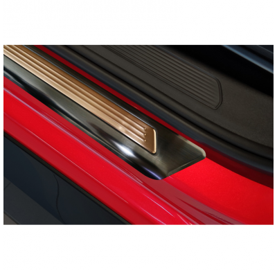 Protectores de umbral de puerta en acero inoxidable negro para Cupra Born 2021 - 'Inserto de cobre con líneas' - 4 piezas