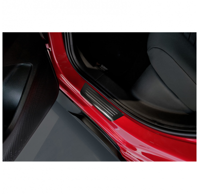 Protectores de umbral de puerta en acero inoxidable negro para Cupra Born 2021 - 'Inserto de cobre con líneas' - 4 piezas