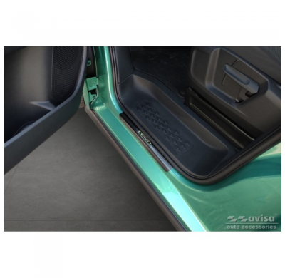 Protectores de umbral de puerta Inox negro apto para Volkswagen ID.Buzz 2022- 'E-Power' - 2 piezas
