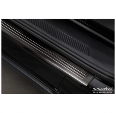 Protectores de umbral de puerta en acero inoxidable negro aptos para Volkswagen ID.4 2020- 'Lines' - 4 piezas