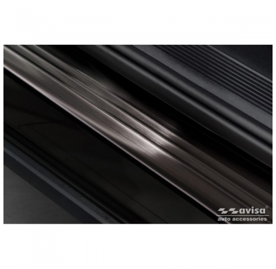 Protectores de umbral de puerta en acero inoxidable negro aptos para Volkswagen ID.4 2020- 'Lines' - 4 piezas