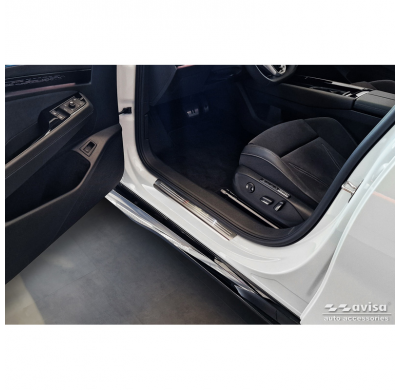 Protectores de umbral de puerta de acero inoxidable aptos para Volkswagen ID.7 2023- - 'Lines' - 4 piezas