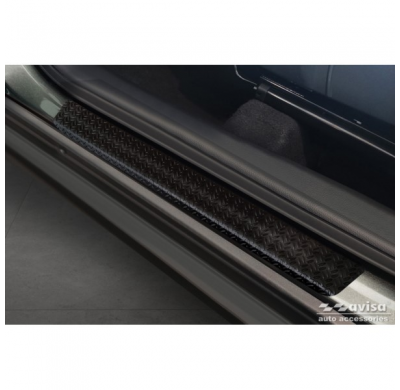 Protectores de umbral de puerta de aluminio 'Riffled Plate' aptos para Toyota Aygo X 2022- - 4 piezas - Negro