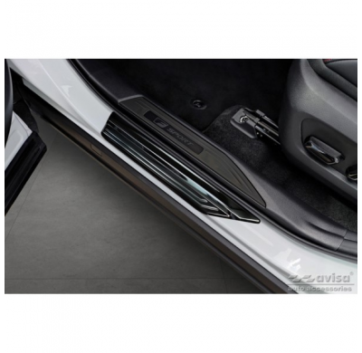 Protectores de umbral de puerta de acero inoxidable negros adecuados para Lexus NX II 2021- 'Lines' - 4 piezas