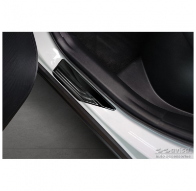 Protectores de umbral de puerta de acero inoxidable negros adecuados para Lexus NX II 2021- 'Lines' - 4 piezas