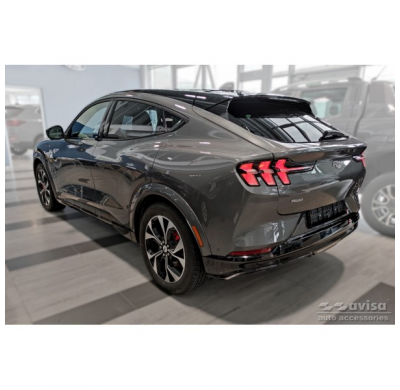 Protectores de umbral de puerta en acero inoxidable negro aptos para Ford Mustang Mach-E 2020- 'Lines' - 4 piezas