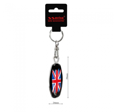 Llavero de acero inoxidable - Emblema/Bandera UK+PL