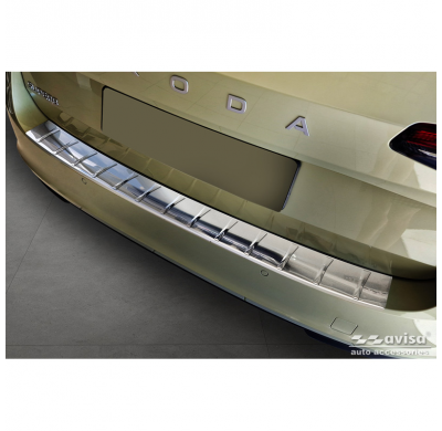 Protector de parachoques trasero de acero inoxidable adecuado para Skoda Superb IV Combi 2023- 'Ribs'