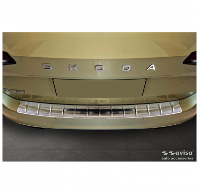 Protector de parachoques trasero de acero inoxidable adecuado para Skoda Superb IV Combi 2023- 'Ribs'