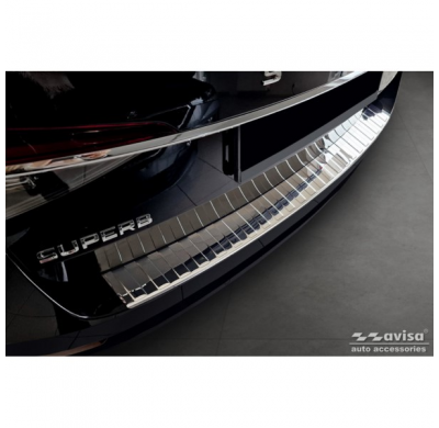 Protector de parachoques trasero de acero inoxidable cromado adecuado para Skoda Superb Combi 2015-2019 incl. Lifting facial 201