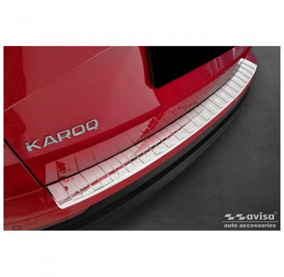 Protector de parachoques trasero de acero inoxidable cromado adecuado para Skoda Karoq Facelift incl. Sportline 2022- 'Costillas