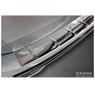 Protector de parachoques trasero de acero inoxidable cromado apto para Volkswagen Passat Variant (CJ5) 2023- 'Ribs'