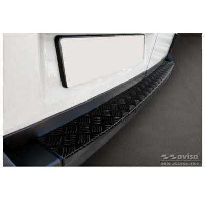 Protector de parachoques trasero de aluminio negro mate adecuado para Volkswagen Crafter y MAN TGE 2017- 'Riffled Plate'