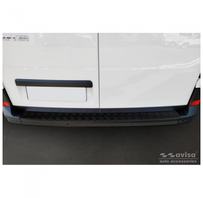 Protector de parachoques trasero de aluminio negro mate adecuado para Volkswagen Crafter y MAN TGE 2017- 'Riffled Plate'