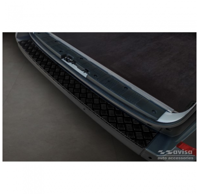 Protector de parachoques trasero de aluminio negro mate adecuado para Volkswagen Crafter y MAN TGE 2017- 'Riffled Plate'