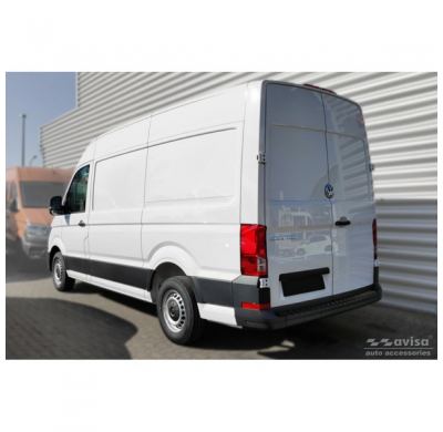 Protector de parachoques trasero de aluminio negro mate adecuado para Volkswagen Crafter y MAN TGE 2017- 'Riffled Plate'