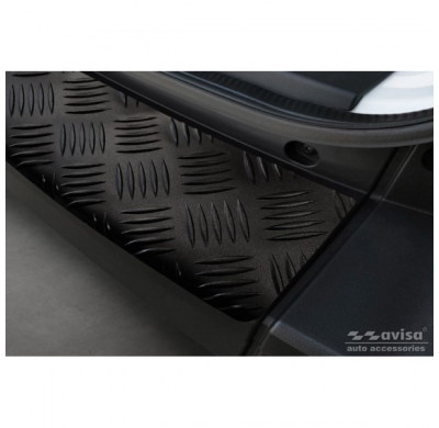 Protector de parachoques trasero de aluminio negro mate adecuado para Volkswagen Crafter y MAN TGE 2017- 'Riffled Plate'