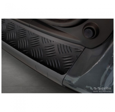 Protector de parachoques trasero de aluminio negro mate adecuado para Mercedes Citan (W420) Box/Tourer 2021- 'Riffled Plate'.