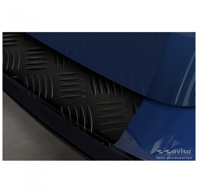 Protector de parachoques trasero de aluminio negro mate adecuado para Skoda Kamiq 2019- 'Riffled Plate'