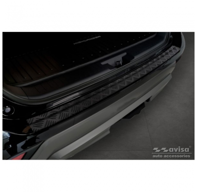 Protector de parachoques trasero de aluminio negro mate para Toyota Highlander IV (XU70) 2020- 'Riffled Plate'.