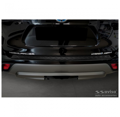 Protector de parachoques trasero de aluminio negro mate para Toyota Highlander IV (XU70) 2020- 'Riffled Plate'.