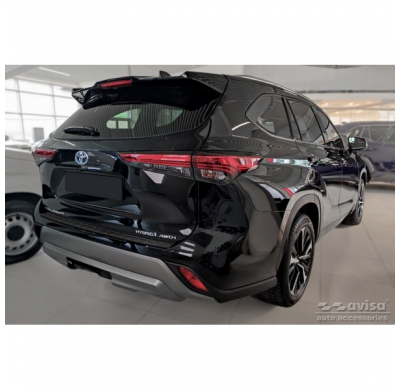 Protector de parachoques trasero de aluminio negro mate para Toyota Highlander IV (XU70) 2020- 'Riffled Plate'.