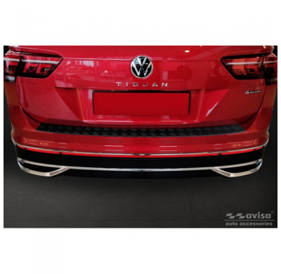 Protector de parachoques trasero de aluminio negro mate adecuado para Volkswagen Tiguan II incl. Allspace & R-Line 2016-2020 & F