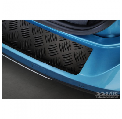 Protector de parachoques trasero de aluminio negro mate adecuado para Ford Tourneo Connect III 2022- 'Riffled Plate'.