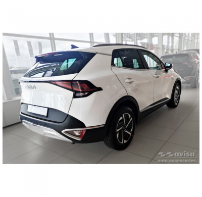 Protector de parachoques trasero de aluminio negro mate adecuado para Kia Sportage V 2021- 'Riffled Plate'.