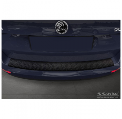 Protector de parachoques trasero en aluminio negro mate para Skoda Octavia III Kombi Facelift 2017-2020 'Riffled Plate'.
