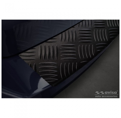 Protector de parachoques trasero en aluminio negro mate para Skoda Octavia III Kombi Facelift 2017-2020 'Riffled Plate'.