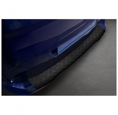 Protector de parachoques trasero de aluminio negro mate para Ford Tourneo Courier/Transit Courier 2014- 'Riffled Plate'.
