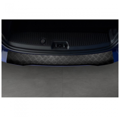 Protector de parachoques trasero de aluminio negro mate para Ford Tourneo Courier/Transit Courier 2014- 'Riffled Plate'.