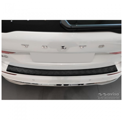 Protector de parachoques trasero de aluminio negro mate adecuado para Volvo XC60 II 2017-2021 y FL 2021- incl. R-Design 'Riffled