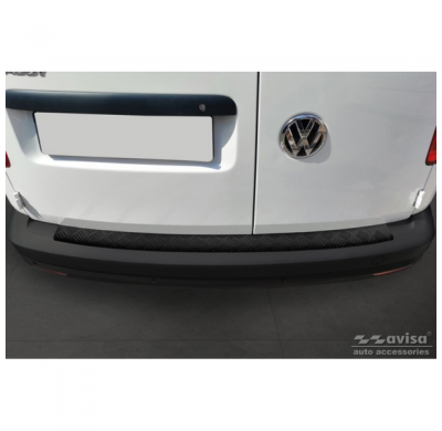 Protector de parachoques trasero de aluminio negro mate adecuado para Volkswagen Caddy 2004-2015 y FL 2015- 'Riffled Plate'.