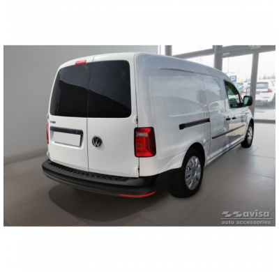 Protector de parachoques trasero de aluminio negro mate adecuado para Volkswagen Caddy 2004-2015 y FL 2015- 'Riffled Plate'.