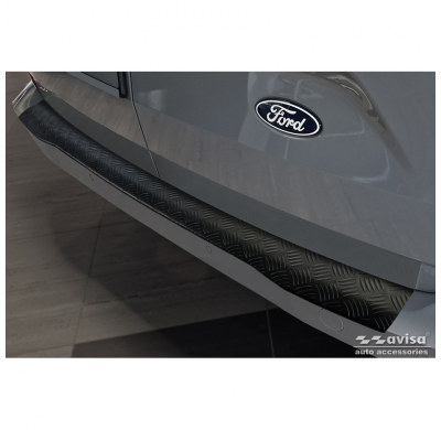 Protector de parachoques trasero de aluminio negro mate apto para Ford Transit Custom II (V710) 2023 - 'Riffled Plate'