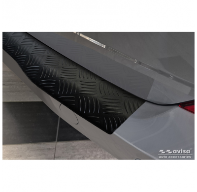 Protector de parachoques trasero de aluminio negro mate apto para Ford Transit Custom II (V710) 2023 - 'Riffled Plate'