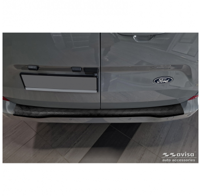 Protector de parachoques trasero de aluminio negro mate apto para Ford Transit Custom II (V710) 2023 - 'Riffled Plate'