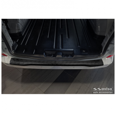 Protector de parachoques trasero de aluminio negro mate apto para Ford Transit Custom II (V710) 2023 - 'Riffled Plate'