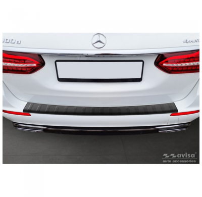Protector de parachoques trasero en acero inoxidable negro mate para Mercedes Clase E W213 Kombi 2016- 'Ribs'.