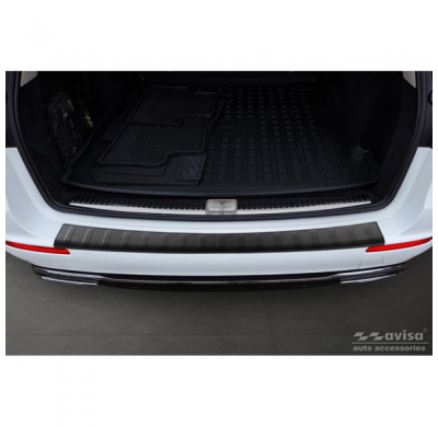 Protector de parachoques trasero en acero inoxidable negro mate para Mercedes Clase E W213 Kombi 2016- 'Ribs'.