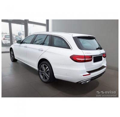 Protector de parachoques trasero en acero inoxidable negro mate para Mercedes Clase E W213 Kombi 2016- 'Ribs'.