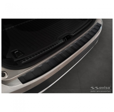 Protector de parachoques trasero de acero inoxidable negro mate adecuado para Volvo V90 9/2016- 'Ribs'